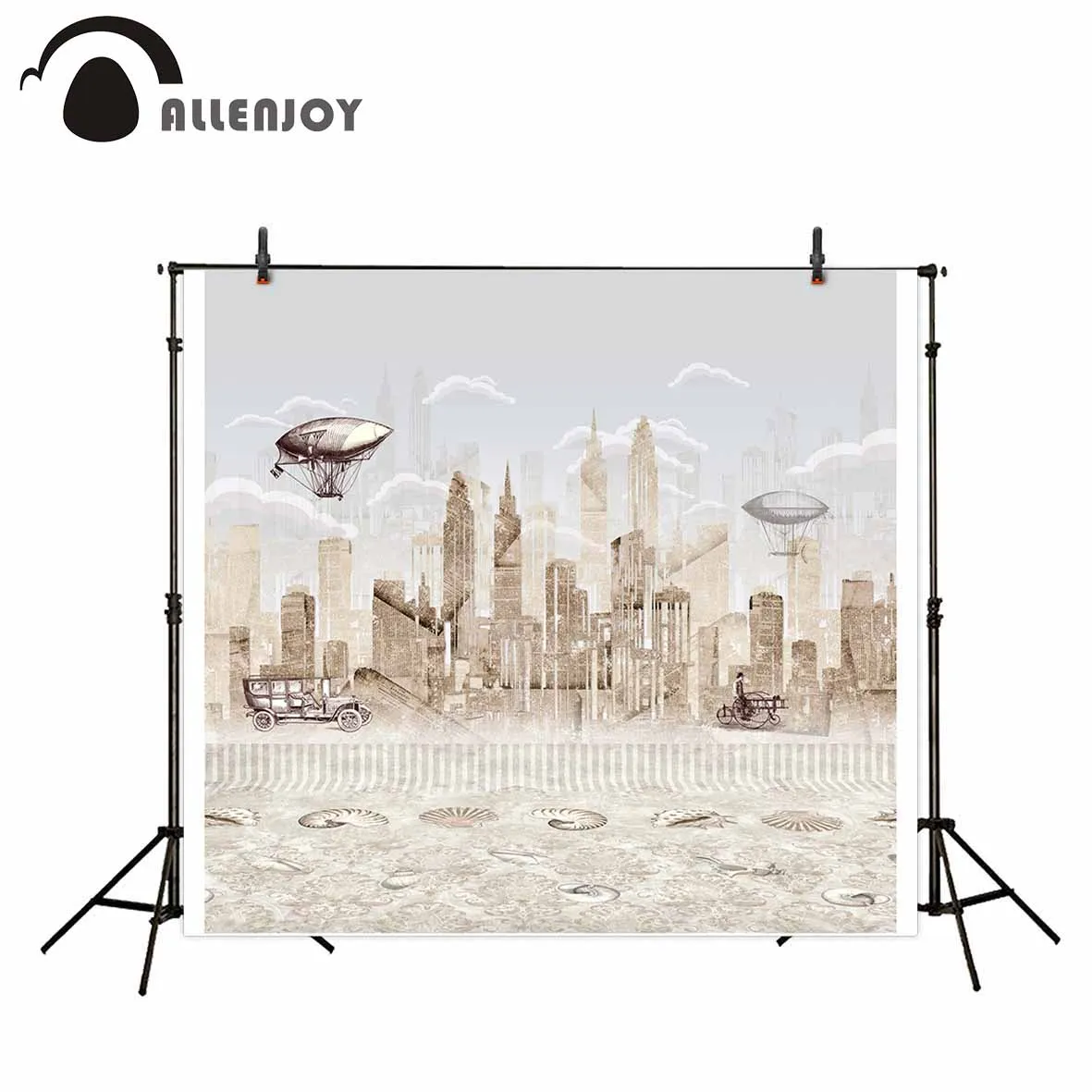 

Allenjoy photographic background Newspaper vintage airship European industrial city Photographic photocall for study background