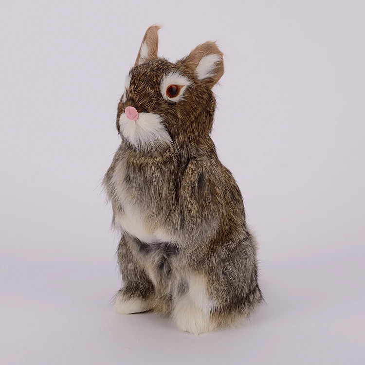 brown simulation rabbit toy polyethylene&furs squating rabbit model gift about 16x10x24cm 1521