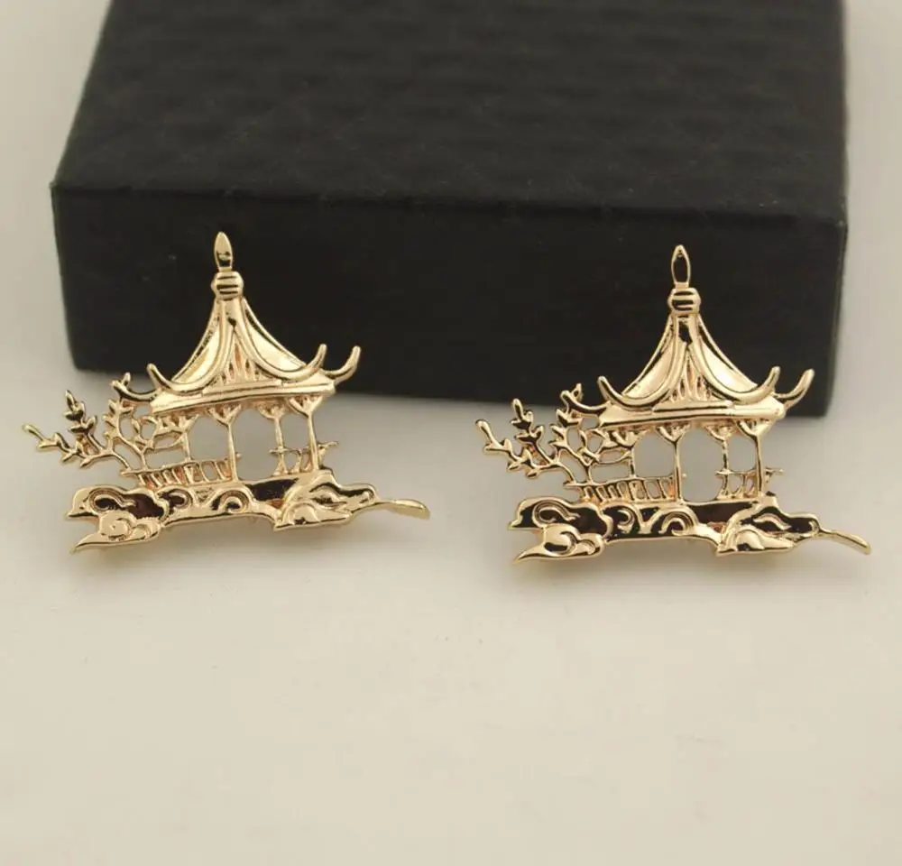 

10pcs Brass Casted Pavilion Charms Loops Back High Quality DIY Wedding Phoenix Coronet Jewelry Making Findings Accessories