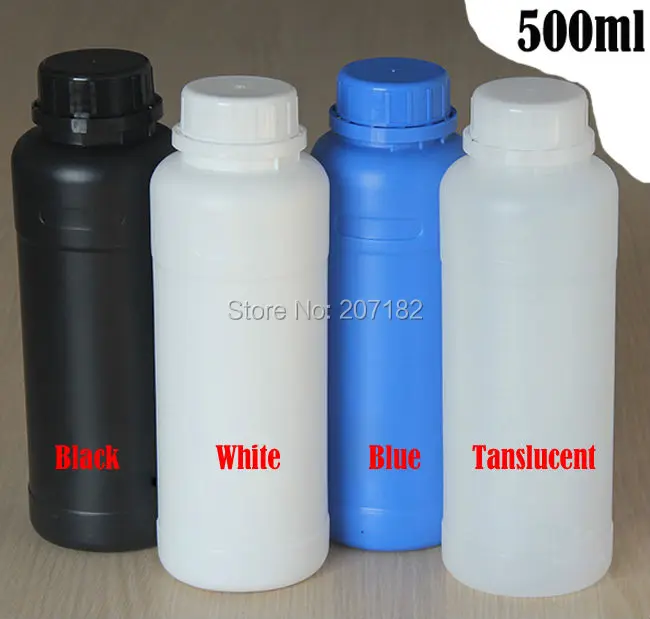 100PCS 500ml Thick HDPE Bottles, Liquid Bottle,Packing Bottle, Empty Plastic Bottles---Black/White/Blue/Translucent 4 Colors