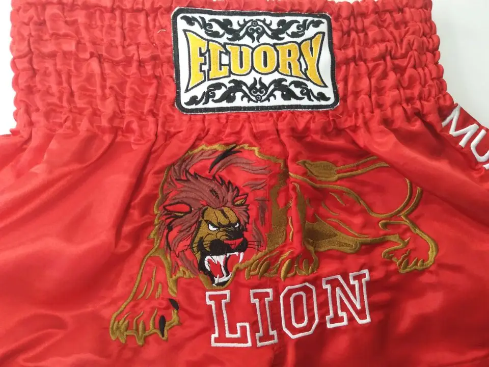 Embroidery patch muay thai shorts  Fluory\'s boxing shorts