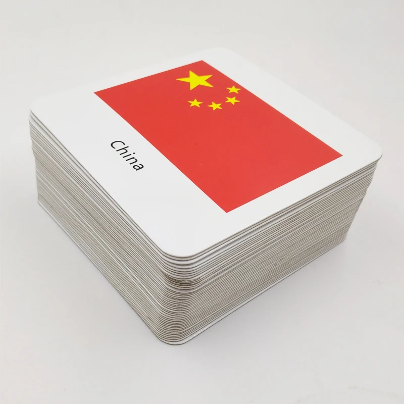 Cartes épaisses d'apprentissage du chinois et de l'anglais pour bébé, 44 cartes par boîte avec image, cartes de héros de l'illumination pour enfants, nouveau drapeau