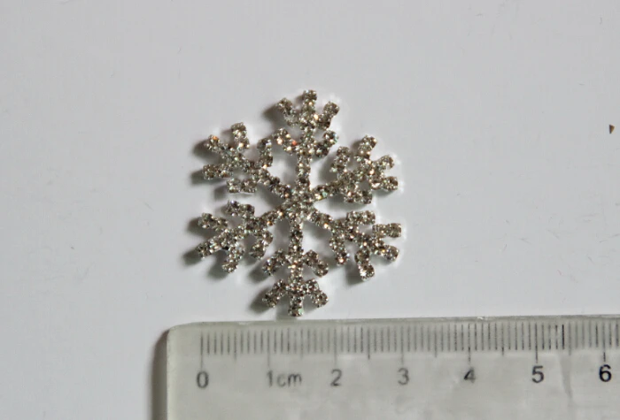 Free Shipping Wholesale 1.2'' Flatback Snowflake Rhinestone Button For Hair Flower Christmas Gift 60pcs/lot BYM1011