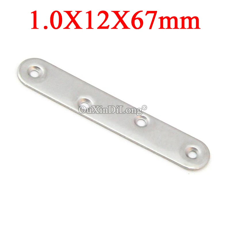 

100PCS Stainless Steel Flat Straight Corner Braces 12X67 Furniture Splicing Fixed Brackets Board Frame Shelf Connecting Fittings