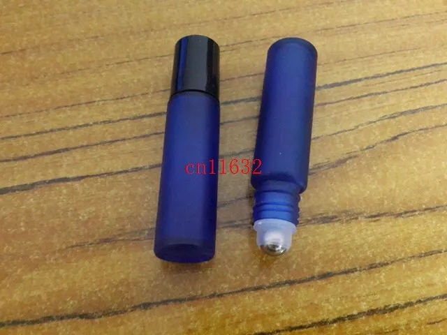 

200pcs/lot Free shipping High quality 10ml blue glass roll on bottle Perfume roll-on bottle with Metal roller essential oil use