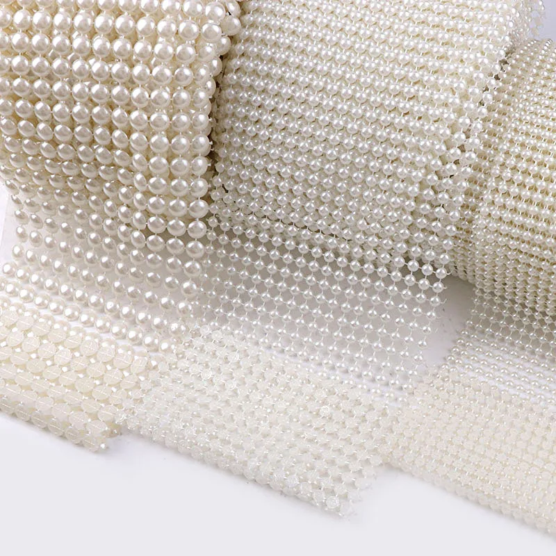 4mm,5mm,8mm 10 Yards 12/18/24 Rows Ivory Half Round ABS Plastic Pearl Beads Chain DIY Garland Wedding Party Decoration