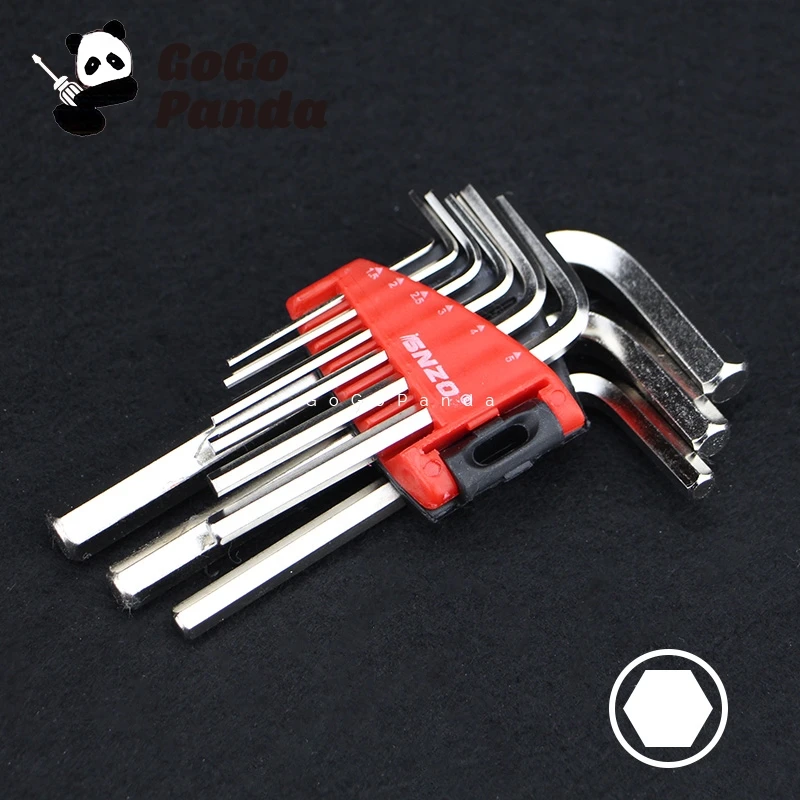 Kostenloser Versand 9 IN 1 Standard Typ Hex Schlüssel Wrench Set CRV Material 1,5 2 2,5 3 4 etc. HO-0119