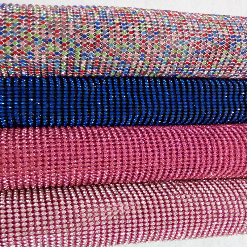 Glitter 45x120cm Rianbow Pink Blue Rhinestone Metal Mesh Fabric Metallic cloth Metal Sequin Sequined Fabric Home Decoration