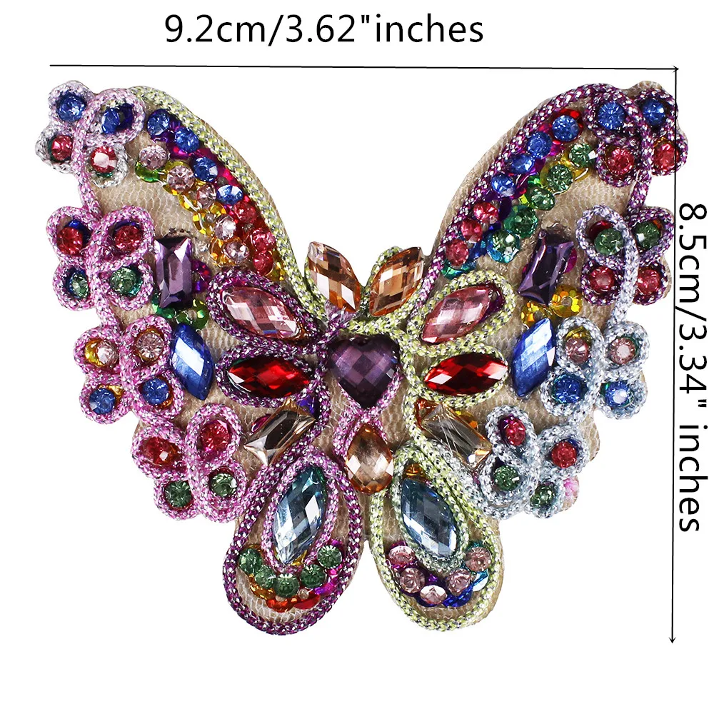 Beaded Dragonfly Butterfly Bee Rhinestone Insect Scorpion Crystal Patches for Shoes Bags Sewing Apparel Applique TH862