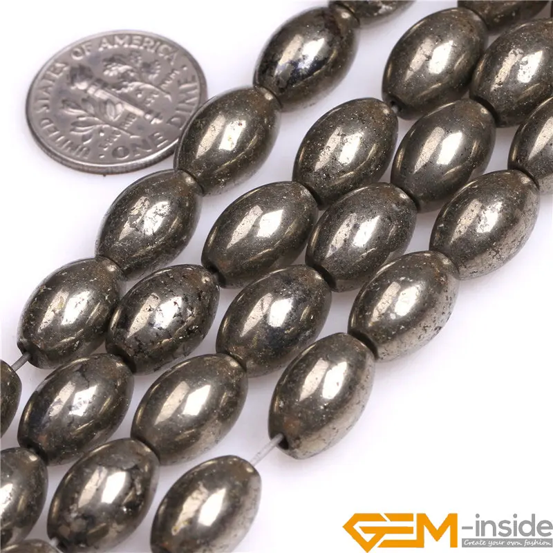 Olivary Rice Shape Irony  Gray Pyrite Beads Natural Stone Bead DIY Acceories Bead For Jewelry Making Strand 15\