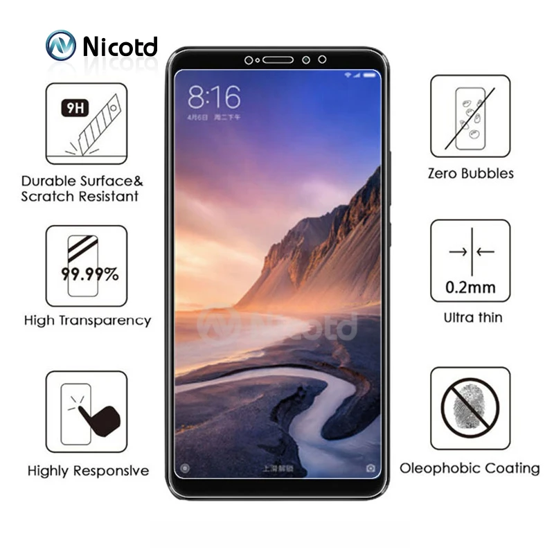 Nicotd Tempered Glass For Xiaomi Mi Max 3 4D full cover Screen Protector Protective Film for Xiomi Mi Max 2 Max3 Max1  Max2 3Pro