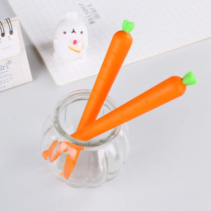 1 Pcs Creative Stationery Realistic Carrot Pen Neutral Pen Custom Black Brush Signature Pens Kawaii School Supplies