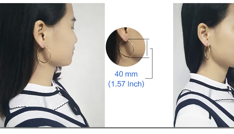 Hyperbole Große Creolen Kreisform 12mm Edelstahl-Ohrringe IP-Beschichtung Nicht Verblassend Allergiefrei – Detail 16