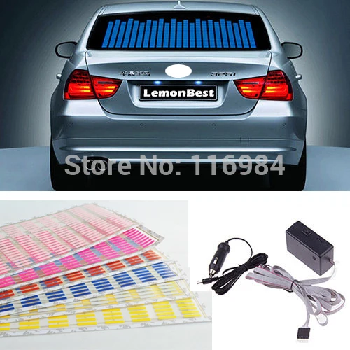 NEW 45x11cm LED Car Sticker Music Rhythm Flash Light Sound Activated Equalizer