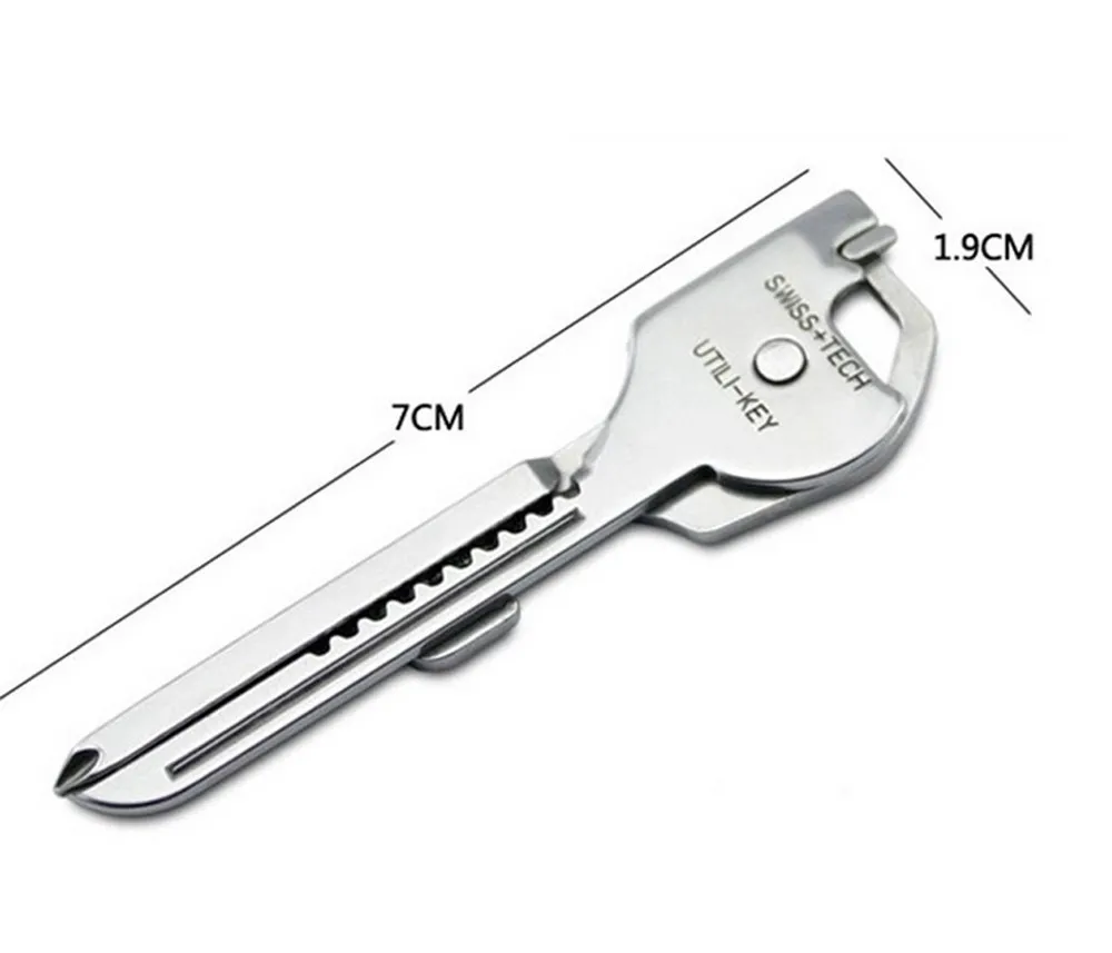 1pcs Stainless Steel 6 In 1 Multi Tool Keychain Utiliity Camping Swiss Pocket Survival Knife