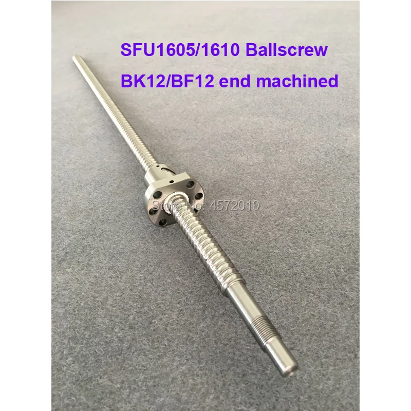 

SFU1605 SFU1610 BallScrew 1200 1500mm Rolled Ball screw with single Ballnut for CNC parts BK12 BF12 standard end machined