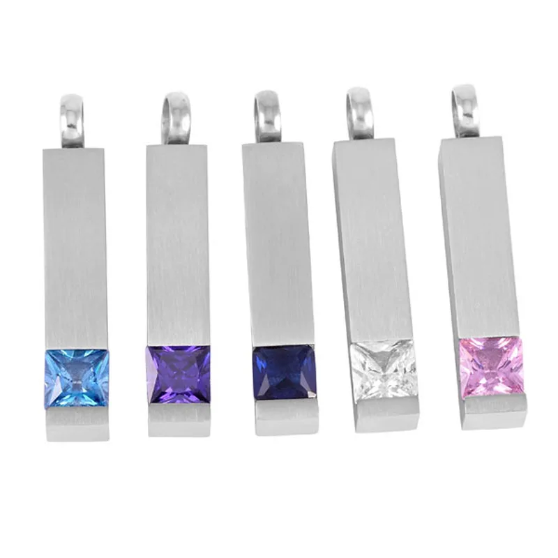 

10pcs/lot Zircon Inlay Birthstone Memorial Urn Necklace Cremation Jewelry for Ashes Stainless Steel Memorial Ashes Keepsake Urn