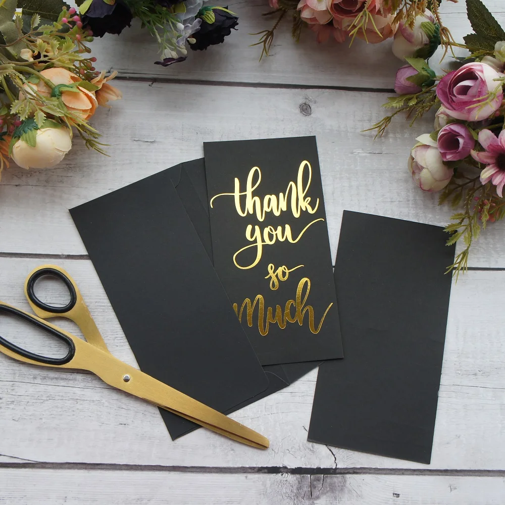 

gold black 25pcs thank you so much Card with envelope greeting card wedding birthday party invitation DIY Decor gift card