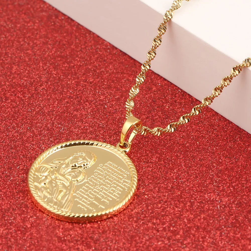 Religious Jewelry Gold Color Virgin Mary Pendants Necklaces Chain Women Christianity Jewelry Medal Pendant