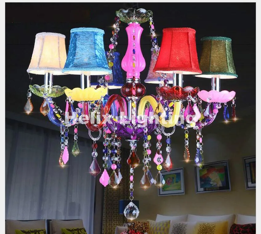 

European Colorful K9 Crystal Chandelier E14 Tiffany Lustre Crystal Chandelier Optional Lustres De Cristal Chandelier With Shades