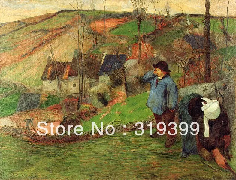 Reproducción de pintura al óleo sobre cavas de lino, paisaje de Bretaña, 100% hecho a mano, envío rápido gratuito, pinturas al óleo Paul Gauguin
