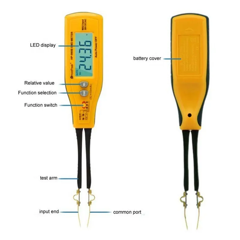 HP-990B SMD Multimeter Diode Capacitance Resistance Tweezers Meter Auto Range Meter Resistor Capacitor Continuity Battery Tester