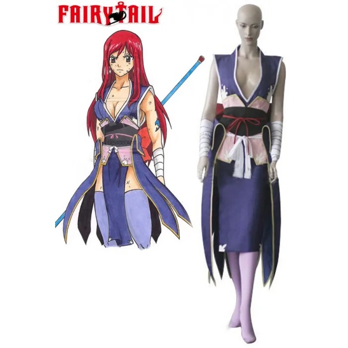 Erza Scarlet Purple Kimono Cosplay Fairy Tail Titania Erza Scarlet Forever Empress Armor Cosplay Costume Custom Made