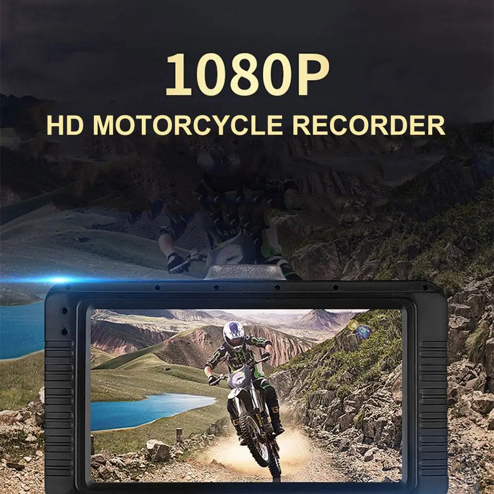 Motorcycle Driving Recorder Dual Lens DVR Wide Angle Camera HD LCD Display Driving Recorder Waterproof Night Vision Car Dash Cam