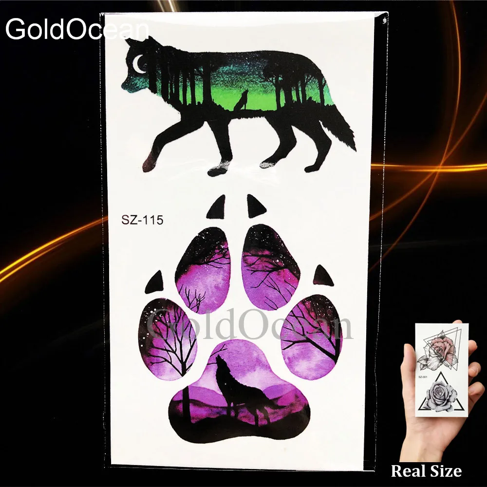 Black Temporary Tattoo Stickers Men Cool Triangle Tiger Lion Water Transfer Tatoo Women Body Arm Henna Moon Fake Tattoo Supplies