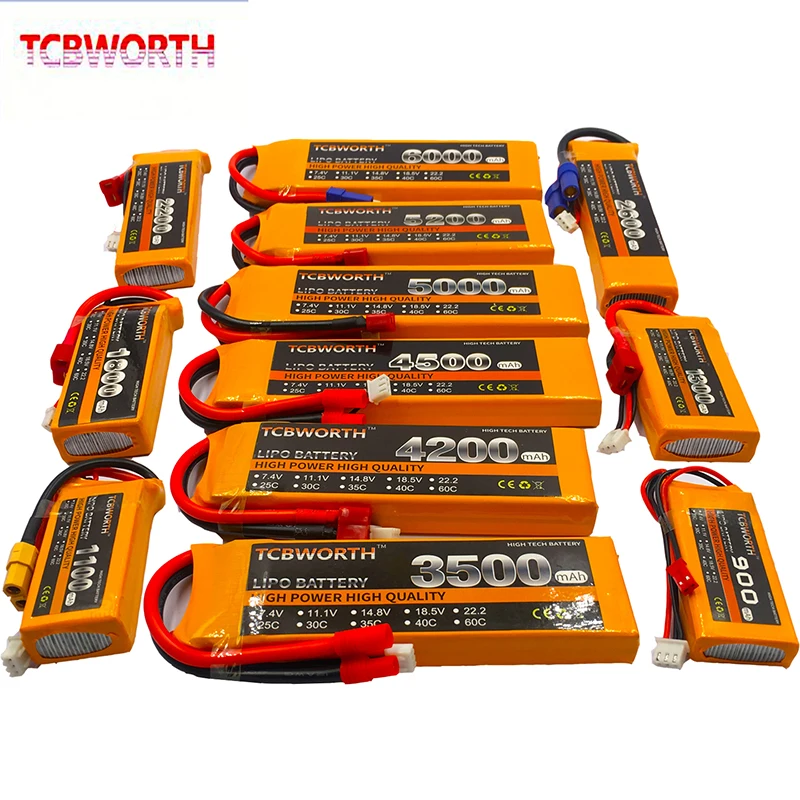 2S 7.4V 1500 1800 2200 3300 4000 5200 6000mAh 25C 35C 60C RC Batteria LiPo 2S per RC Aereo Quadrotor Barca Drone 2S Batterie
