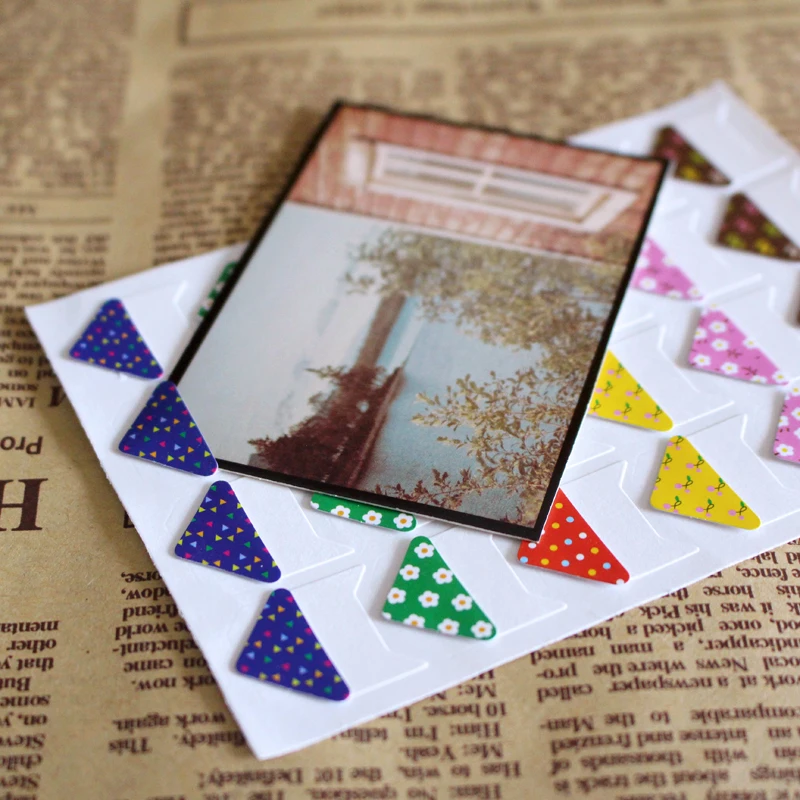 120 Pcs/Lot (5 Sheets) DIY Floral Print Flag Multicolor Corner Paper Stickers For Photo Albums Frame Decoration Scrapbooking