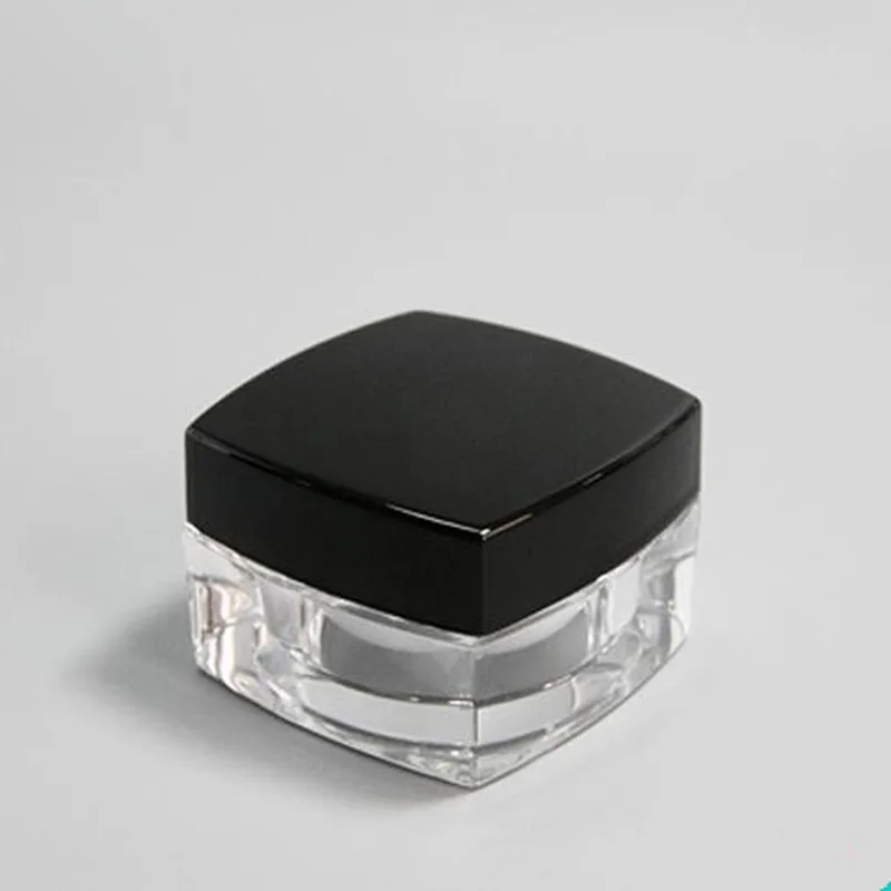 Free shipping 30g square acrylic cream jar packaging bottle with black lid 100pc/lot