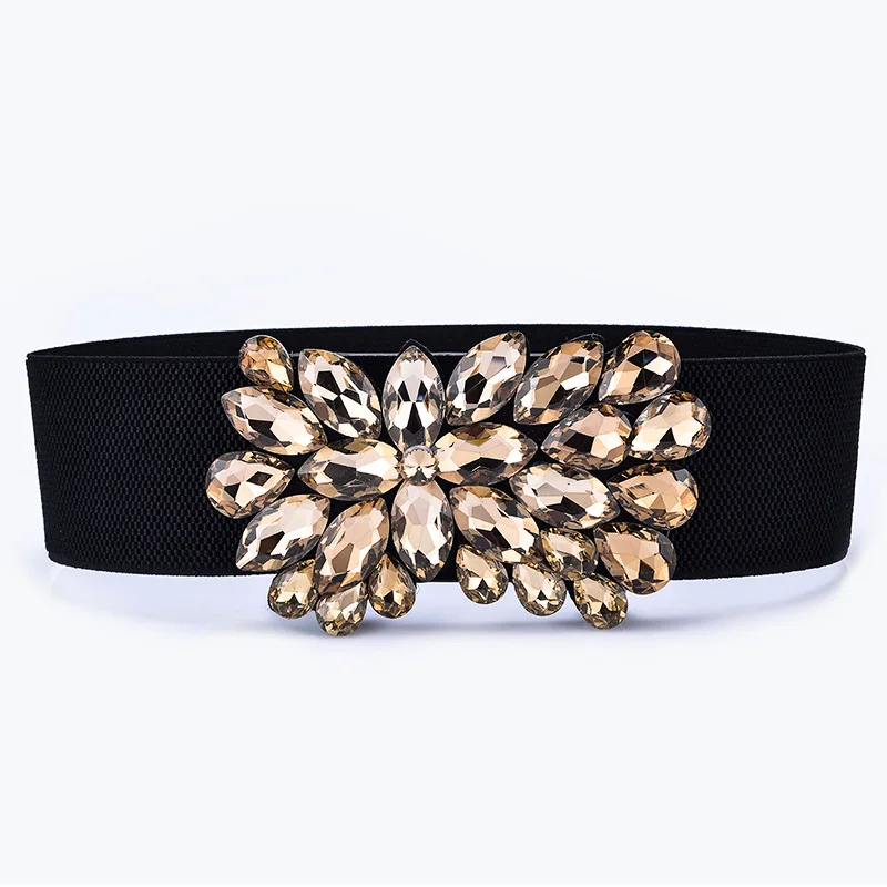 New Rhinestone Belt full crystal wide waistband decorated female body sculpting band designer wide elastic women belts SD27