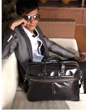 Luxury Genuine Leather Men Shoulder Bag Large Crossbody Bag Messenger Bag men Leather 15\