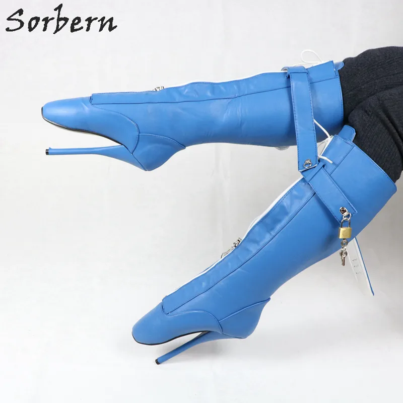 Sorbern Women Ballet Stilettos Boots Unisex Plus Size Ladies Party Boots Lace Up Real Image Custom Color Botines Mujer Bottes