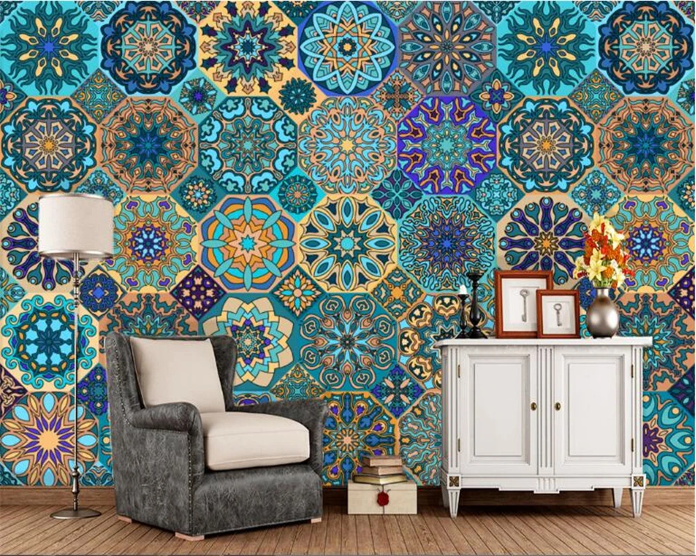 beibehang European fashion three-dimensional decorative painting wall paper retro fashion pattern pattern mosaic 3d wallpaper