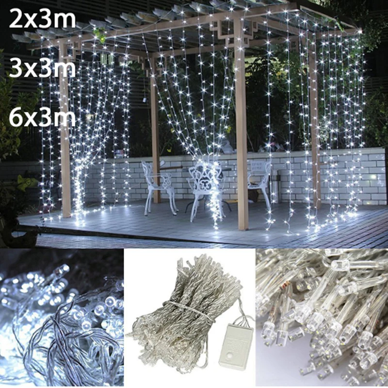 2x3/3x3/6x3m waterfall christmas Led string fairy lights garland home holiday decoration wedding led curtain light, ac 220V/110V