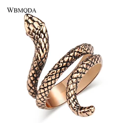 Kinel Hot Snake Rings For Women Antique Rose Gold Black Heavy Metals Punk Rock Ring Vintage Animal Jewelry Wholesale