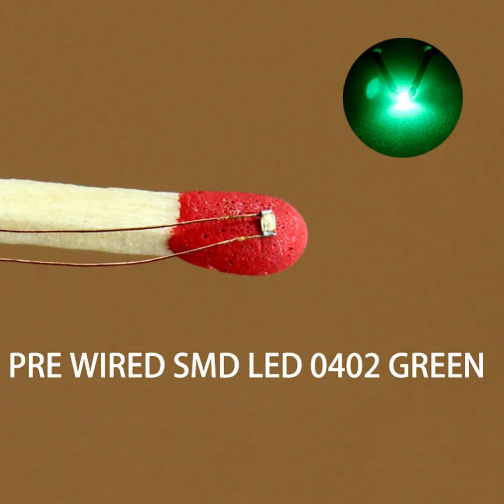 Evemodel C0402 40pcs Pre-wired micro 0.1mm Copper Wire SMD LED 0402 Light Different Colors RED ORANGE BLUE YELLOW GREEN