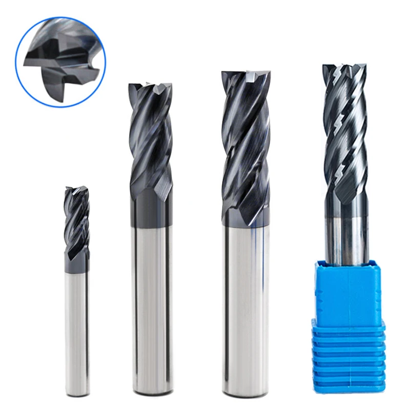 HRC45 Carburo di Fresatura Bits Acciaio di Tungsteno End Mill 4 Flauti di Fresatura CNC Strumento di Tungsteno Cobalto Lega di Appartamento End Fresa