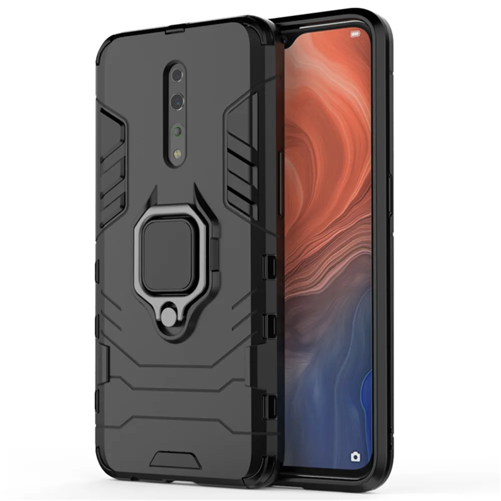 For OPPO Reno Z Case 6.4 inch Luxury Ring Back Cover Stand Armor ShockProof Case For Oppo RenoZ PCDM10 PCDT10 CPH1979 Phone Case