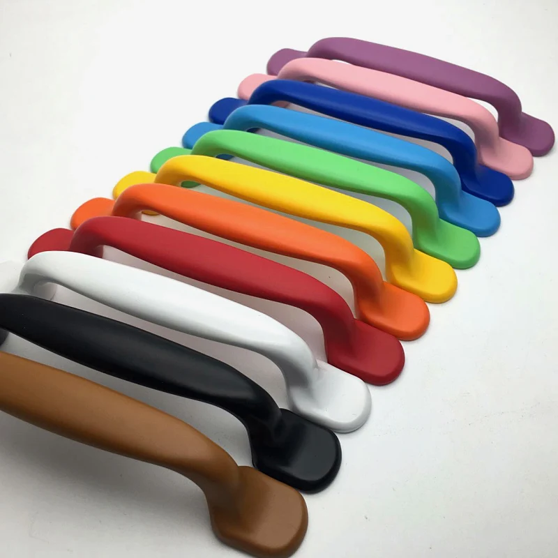96mm Modern Fashion Colour Furniture Door Handles White Black Blue Pink Purple Kitchen Cabinet Wardrobe Drawer Handle Knob Pull