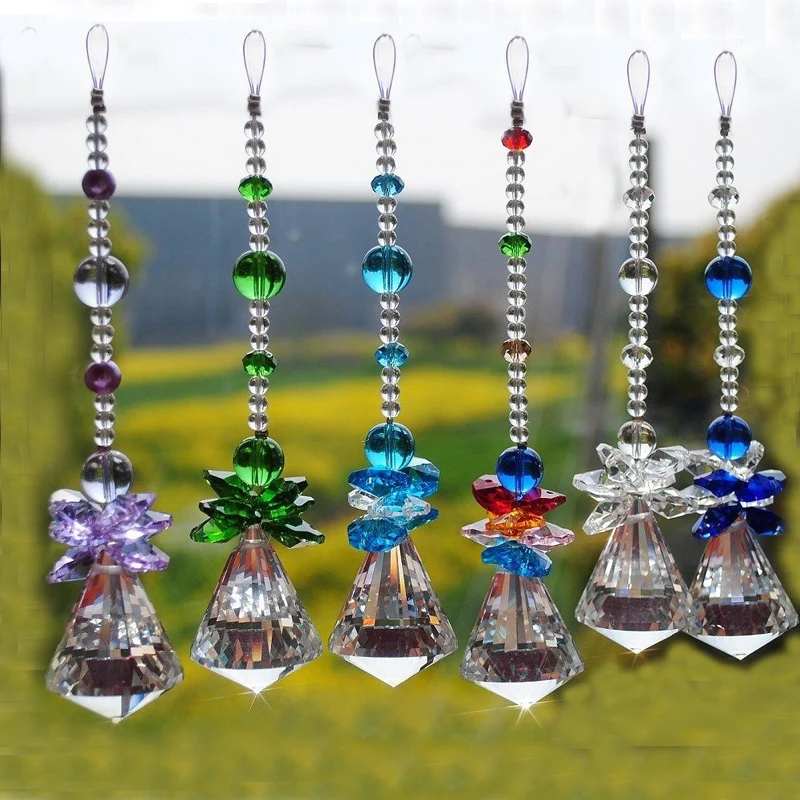 1PCS 30mm 40mm Hanging Chakra Crystal Handmade Angel Crystal Ball Suncatcher Pendant Window Ornament