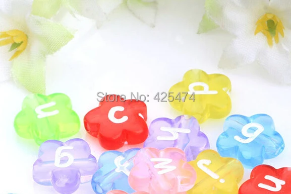 Imagem -02 - Contas de Letras do Alfabeto de Plástico Acrílico Venda Direta da Fábrica Cores Transparentes 4*11 mm Formato de Flor para Pulseira com Nome Diy