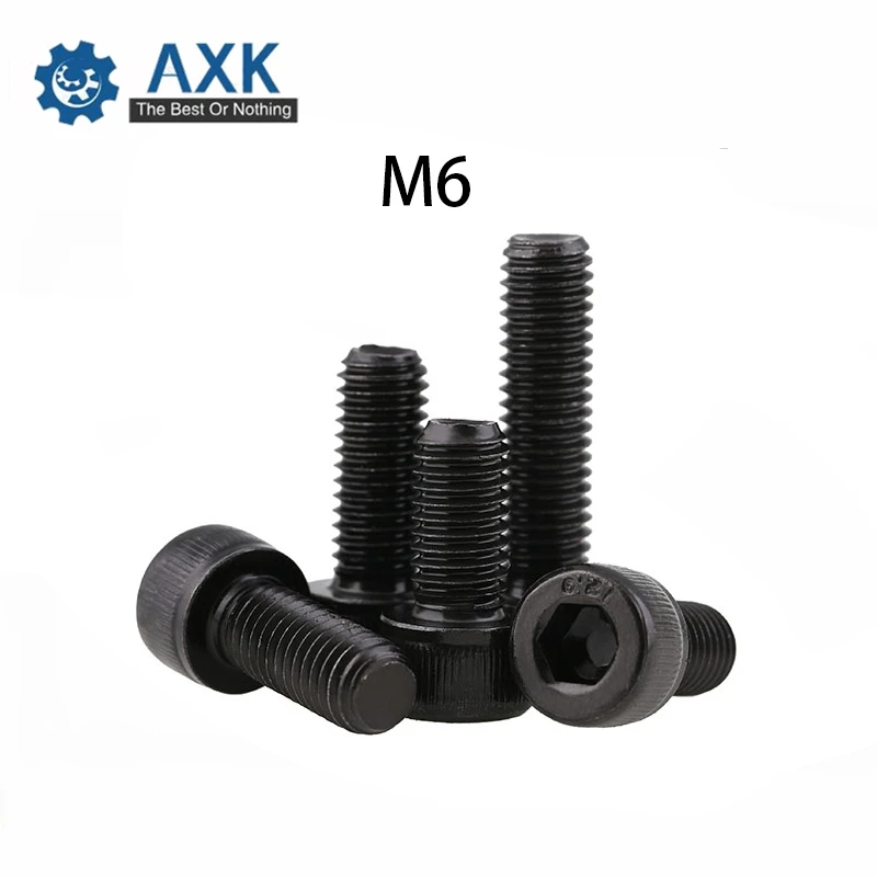 Head Cap Bolts Hex Socket Alloy Steel Black Mm M6*(8/10/12/14/15/16/18/20/22/25/30~100 Machine Screws Din 912 M6 Stainless