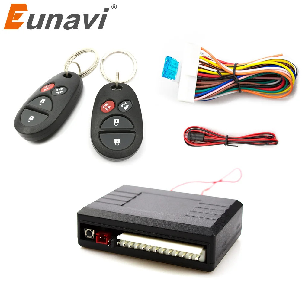 Eunavi Universal Car Remote Central Kit Door Lock Locking Vehicle Keyless Entry System With Remote Controllers Car alarm System