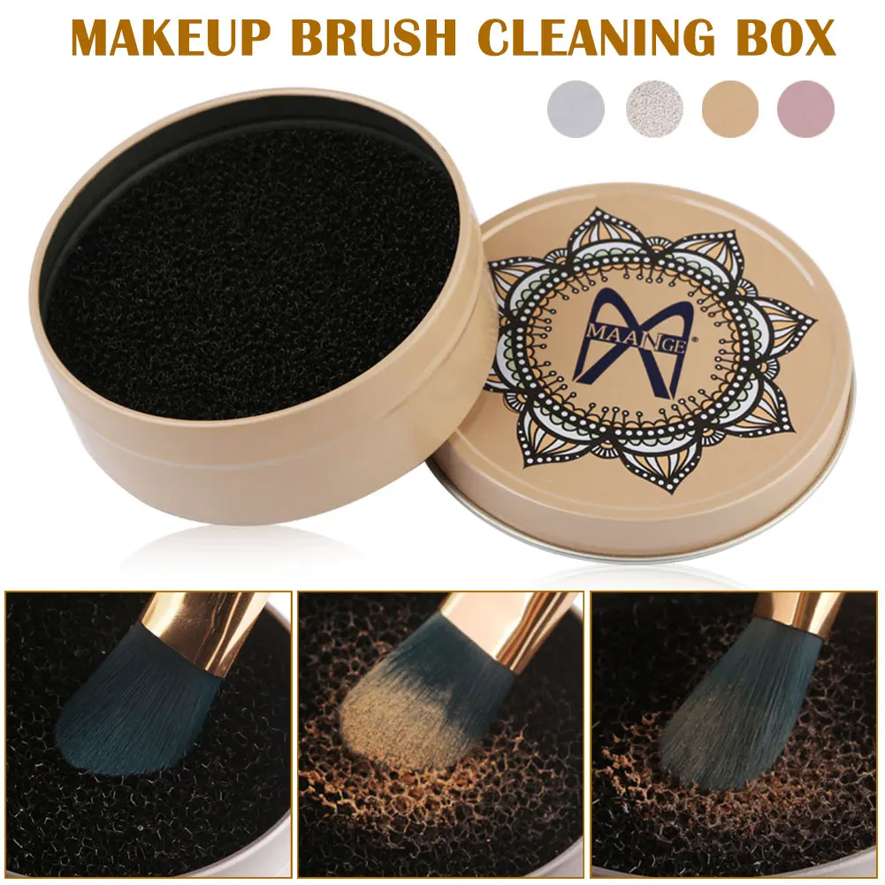 4 Styles Makeup Brush Cleaner Sponge Makeup Brushes Cleaning Mat Box Powder Brush Women Makeup Accessories