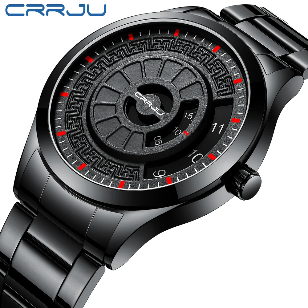 

CRRJU Fashion Men Watch Top Luxury Brand Unique Style Watch Men Quartz Watch Waterproof Big Dial Sports Watches Retro Relogio