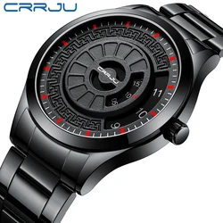 CRRJU Fashion Men Watch Top Luxury Brand Unique Style Watch Men Quartz Watch Waterproof Big Dial Sports Watches Retro Relogio