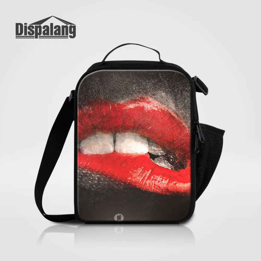 

Dispalang Red lips Insulated Lunch Bag for Women Girls Lunchbags Tote with Zipper Kids Cooler Lunch Box Insulation Food Bag